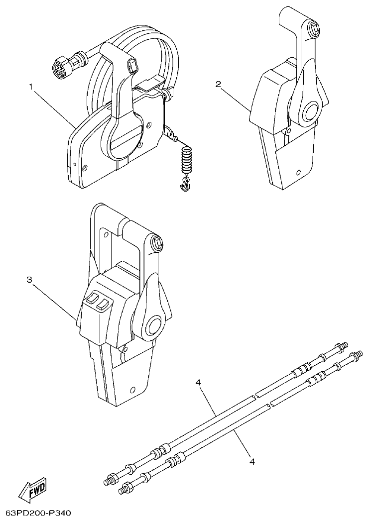 Yamaha F115A, FL115A, FL115AET REMOTE CONTROL BOX parts diagram